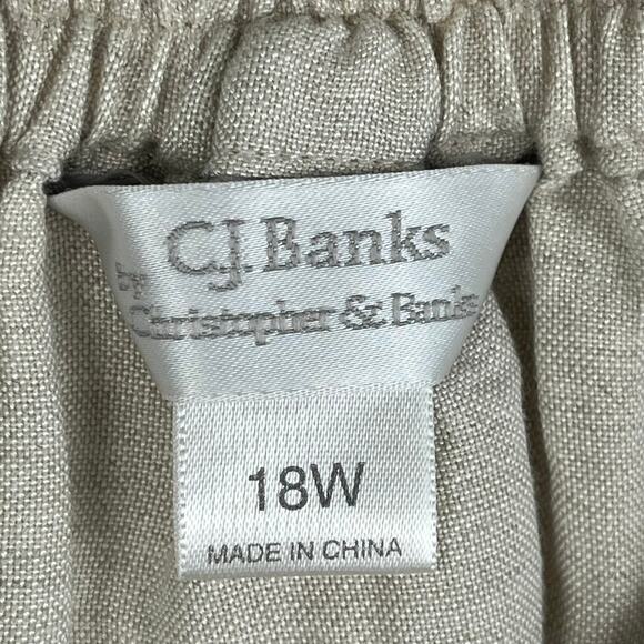 CJ Banks Tiered Skirt Women 18W Natural Beige Linen Rayon Elastic Waist Ruffle - Picture 6 of 9